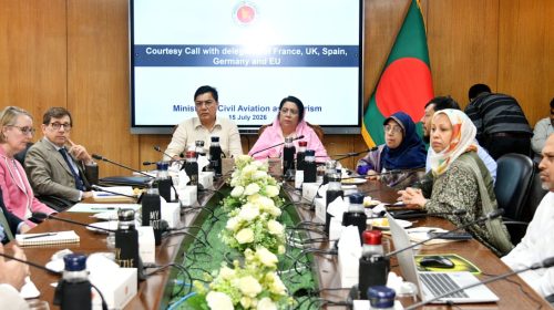 বিমান ও পর্যটন মন্ত্রীর সঙ্গে ইউরোপীয় ইউনিয়নের প্রতিনিধিদের সৌজন্য সাক্ষাৎ